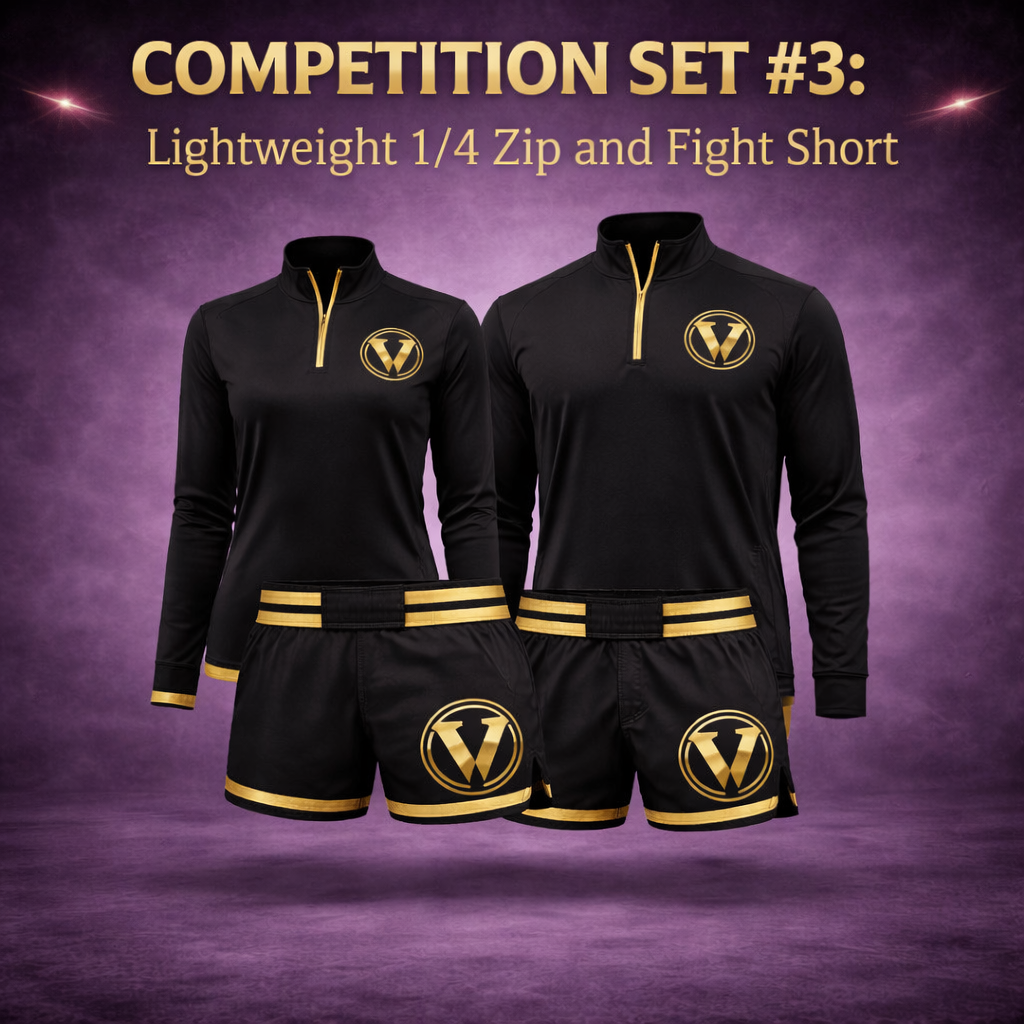COMPETITION SET #3: CUSTOM Sublimated Lightweight 1/4 Zip and Fight Shorts